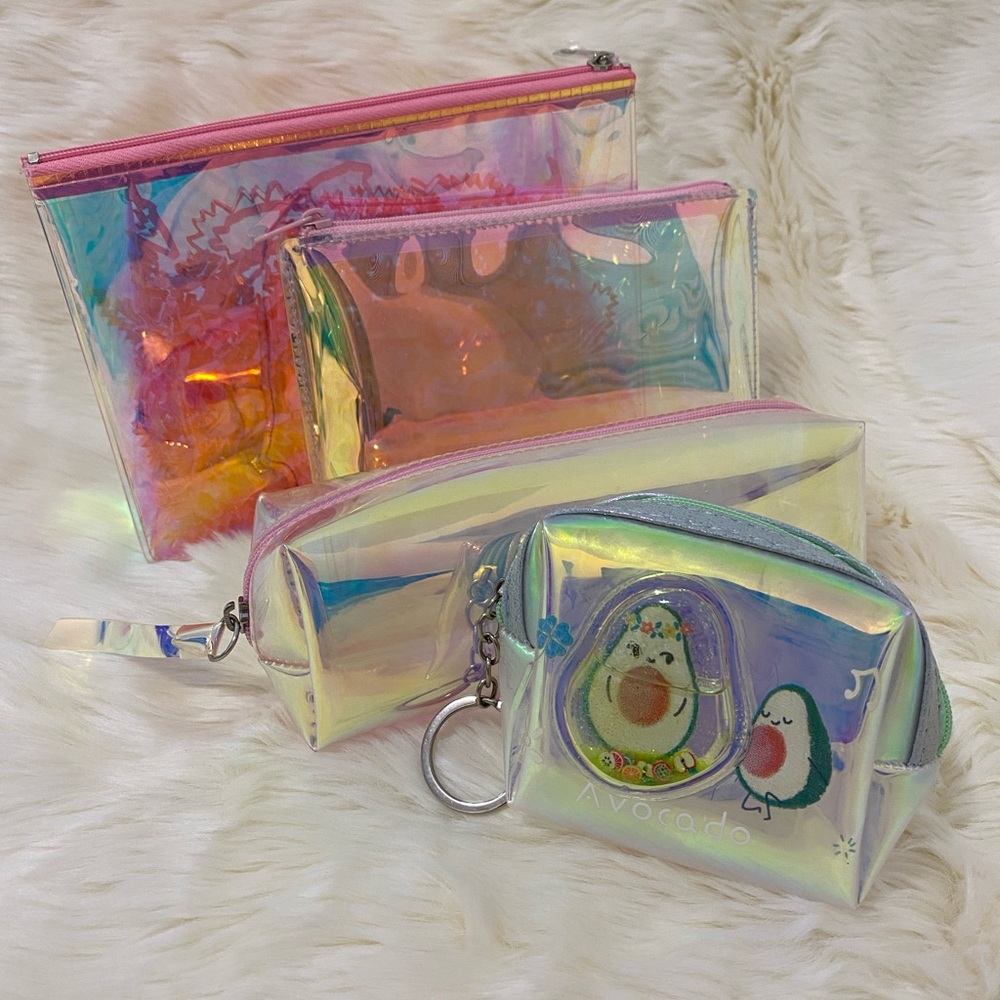 Set of 3 iridescent glam bag + 1 coin bag